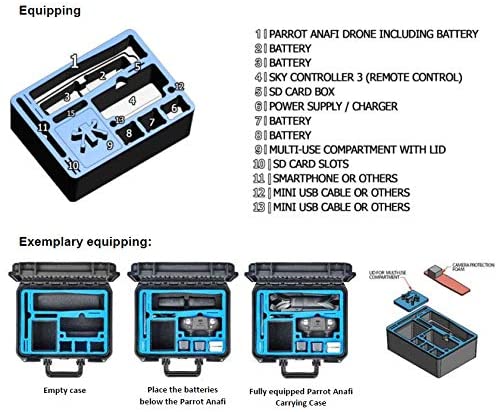 MC-CASES® Transportkoffer für Parrot Anafi mit Platz für Skycontroller 3 sowie Zubehör