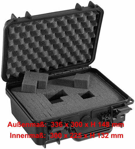 MC-CASES® Wasserdichter- und Staubdichter Koffer mit Zupfschaum im Boden und Noppenschaum im Deckel