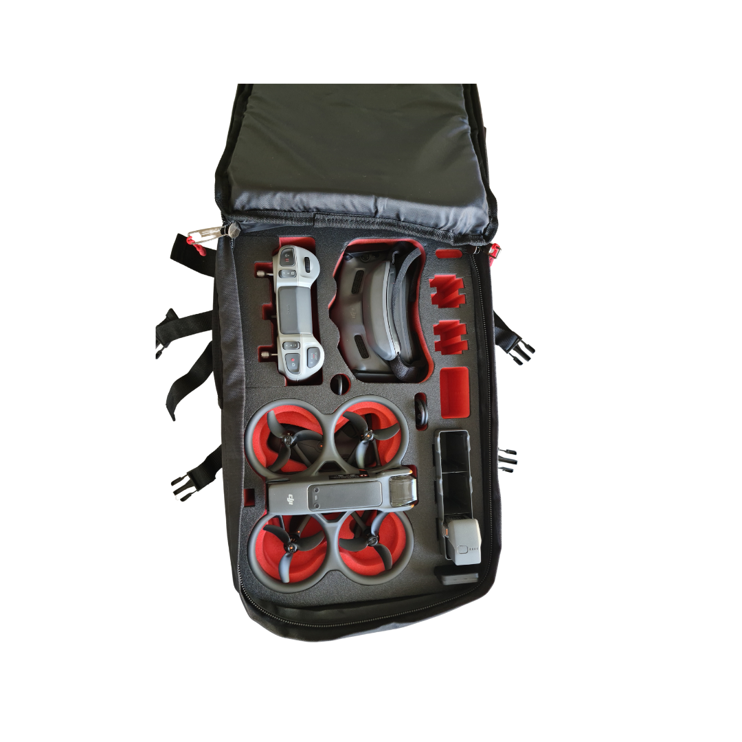 MC-CASES® Professioneller Rucksack passend für DJI Avata 2 - Fly More Combo - DJI RC Motion 3 - DJI Goggles 3