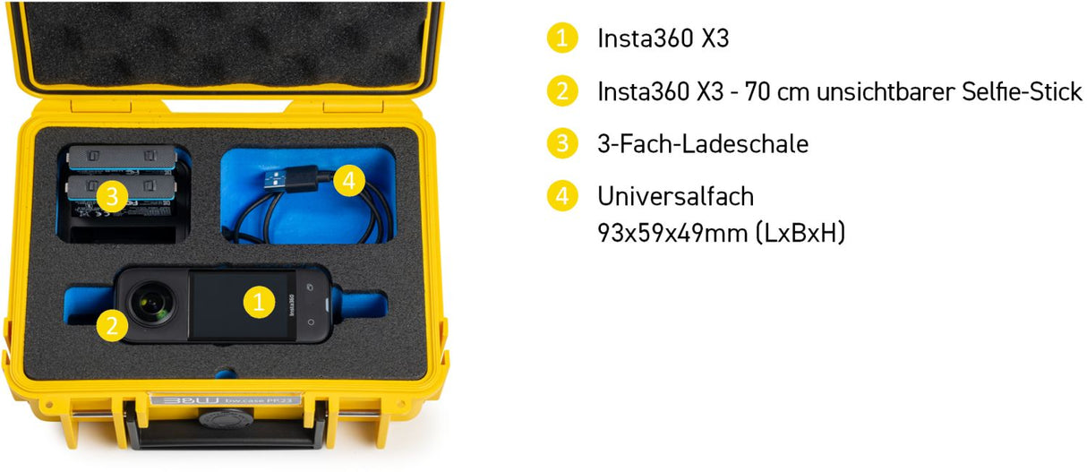 B&W Insta360 X3 Case Typ 500 Schutzkoffer Fotokoffer Videokoffer
