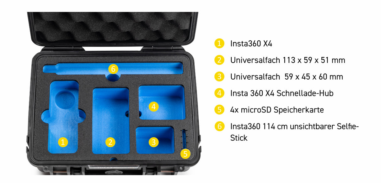 B&W Insta360 X4 Case Typ 1000 Schutzkoffer Fotokoffer Videokoffer