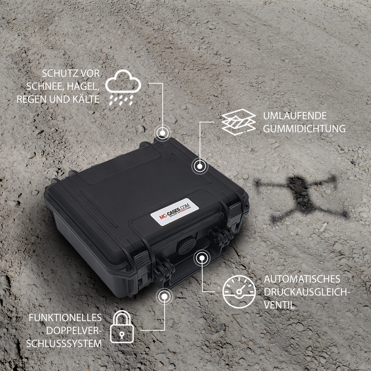MC-CASES® Professioneller Koffer für DJI Mini 3 Pro Platz für bis zu 9 Akkus